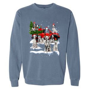 Dalmatian Red Truck Christmas Tree Santa Ugly Xmas Cute Gift Garment-Dyed Sweatshirt