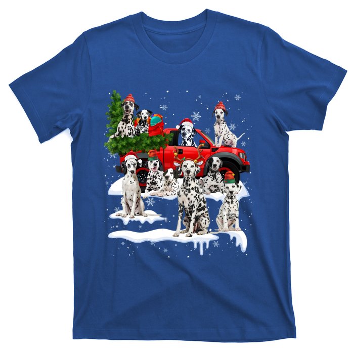 Dalmatian Red Truck Christmas Tree Santa Ugly Xmas Cute Gift T-Shirt