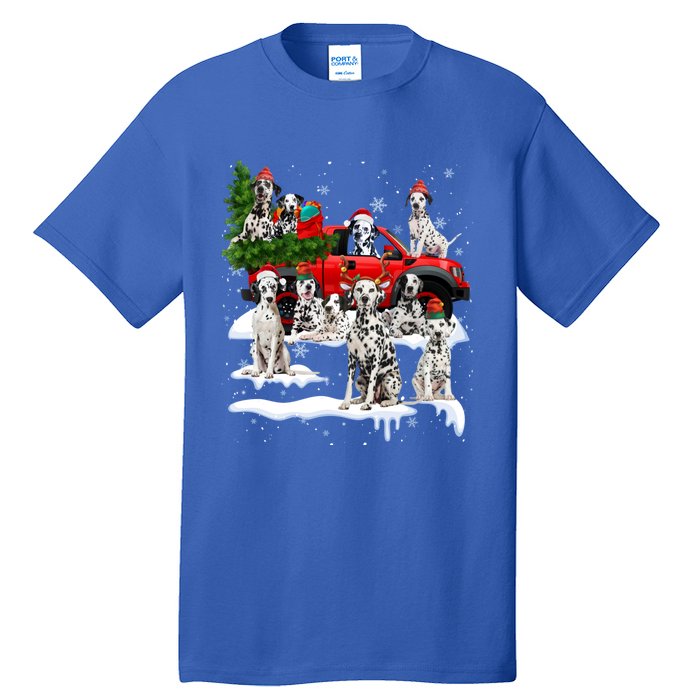 Dalmatian Red Truck Christmas Tree Santa Ugly Xmas Cute Gift Tall T-Shirt