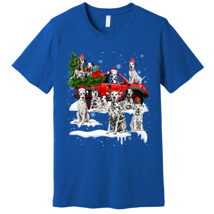 Dalmatian Red Truck Christmas Tree Santa Ugly Xmas Cute Gift Premium T-Shirt