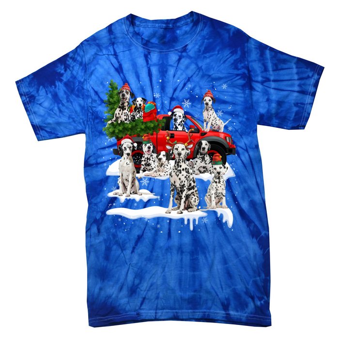 Dalmatian Red Truck Christmas Tree Santa Ugly Xmas Cute Gift Tie-Dye T-Shirt