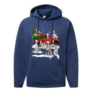 Dalmatian Red Truck Christmas Tree Santa Ugly Xmas Cute Gift Performance Fleece Hoodie