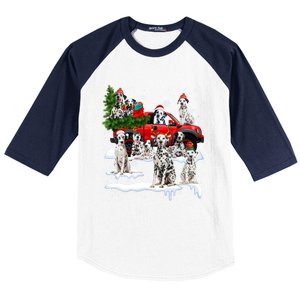 Dalmatian Red Truck Christmas Tree Santa Ugly Xmas Cute Gift Baseball Sleeve Shirt