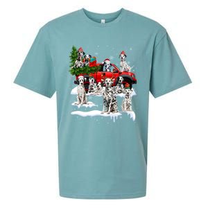 Dalmatian Red Truck Christmas Tree Santa Ugly Xmas Cute Gift Sueded Cloud Jersey T-Shirt