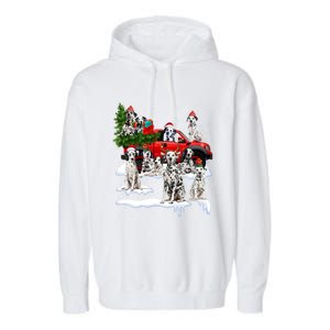 Dalmatian Red Truck Christmas Tree Santa Ugly Xmas Cute Gift Garment-Dyed Fleece Hoodie