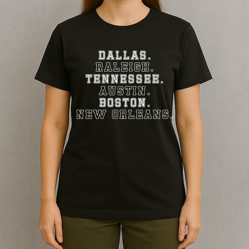 Dallas Raleigh Tennessee Austin Boston New Orleans T-Shirt