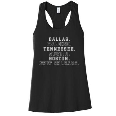 Dallas Raleigh Tennessee Austin Boston New Orleans Women's Racerback Tank