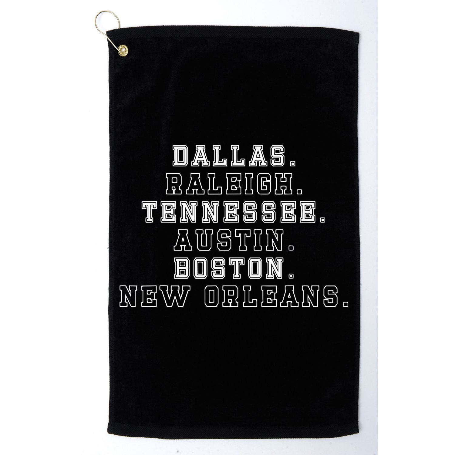 Dallas Raleigh Tennessee Austin Boston New Orleans Golf Towel