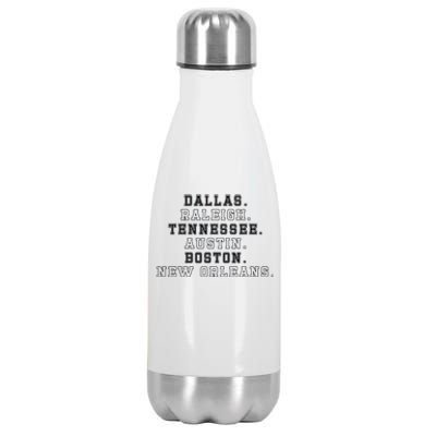 Dallas Raleigh Tennessee Austin Boston New Orleans Stainless Steel Insulated Water Bottle