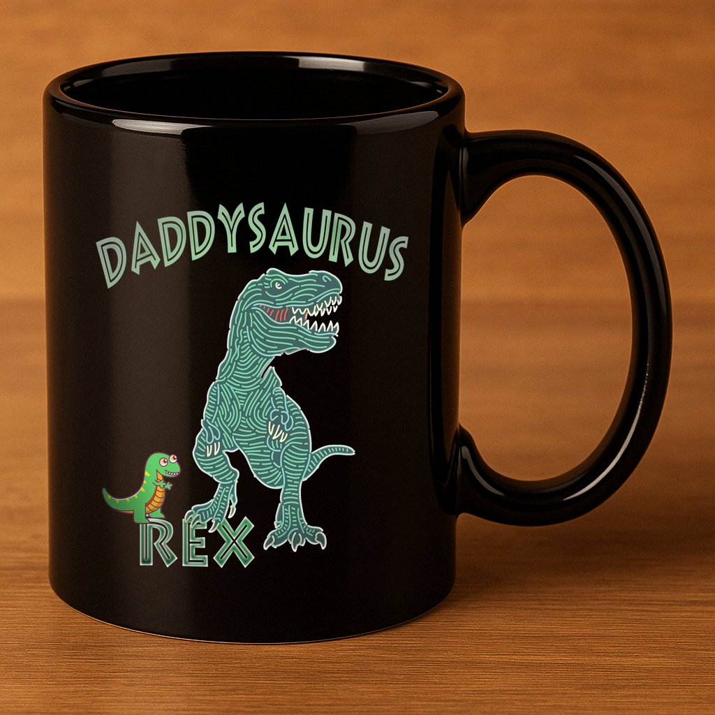Daddysaurus Rex Tyrannosaurus Dino Dad Funny Gift 11oz C Handle Ceramic Mug
