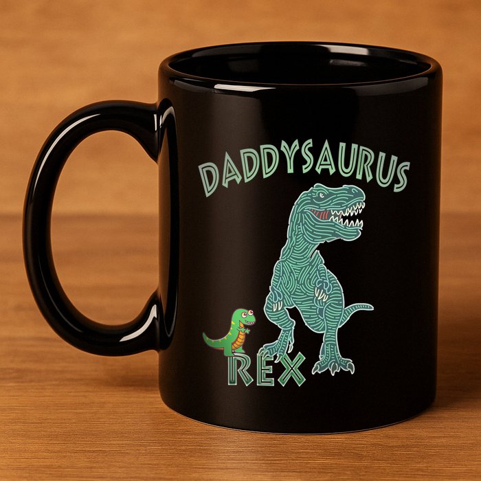 Daddysaurus Rex Tyrannosaurus Dino Dad Funny Gift 11oz C Handle Ceramic Mug