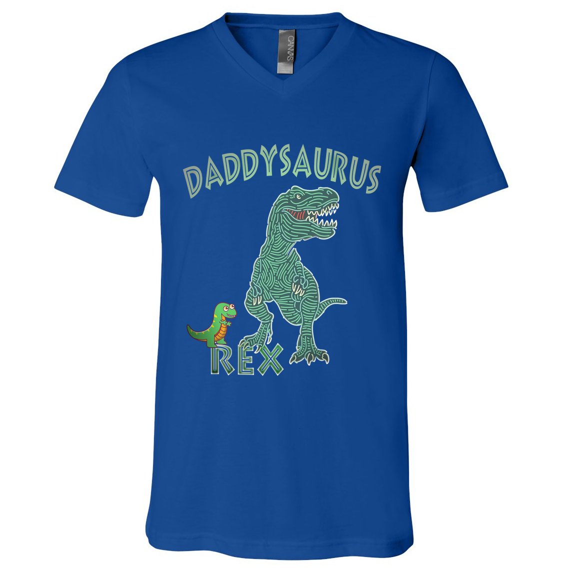 Daddysaurus Rex Tyrannosaurus Dino Dad Funny Gift V-Neck T-Shirt