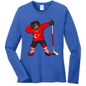 Dabbing Rottweiler Turkey Ice Hockey Fan Jersey Winter Sport Gift Ladies Long Sleeve Shirt