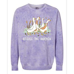 Ducks Release The Quacken Cute Duck Colorblast Crewneck Sweatshirt