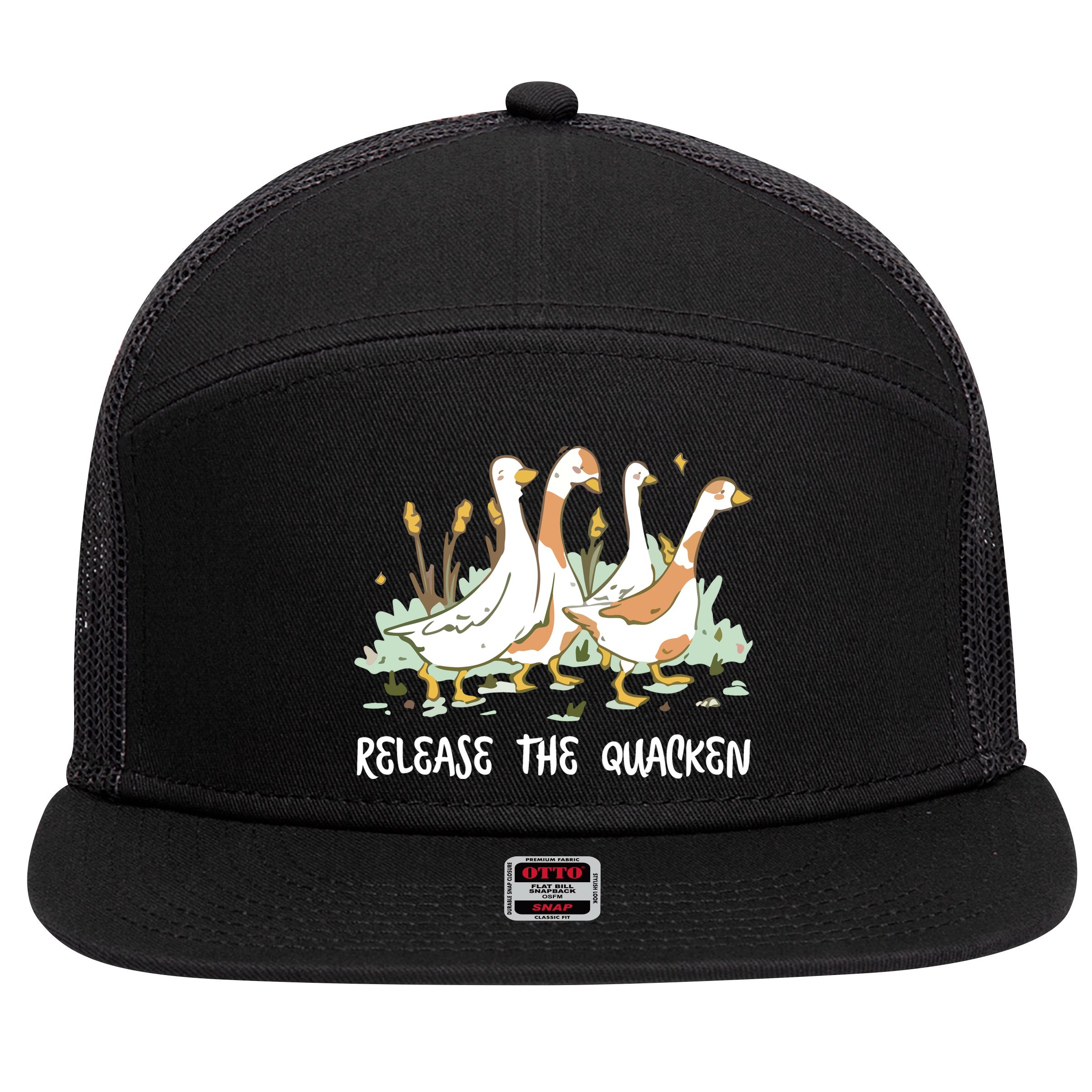 Ducks Release The Quacken Cute Duck 7 Panel Mesh Trucker Snapback Hat