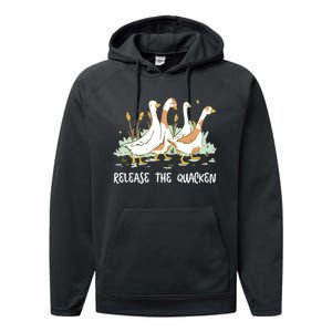 Ducks Release The Quacken Cute Duck Performance Fleece Hoodie