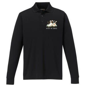 Ducks Release The Quacken Cute Duck Performance Long Sleeve Polo