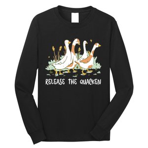 Ducks Release The Quacken Cute Duck Long Sleeve Shirt