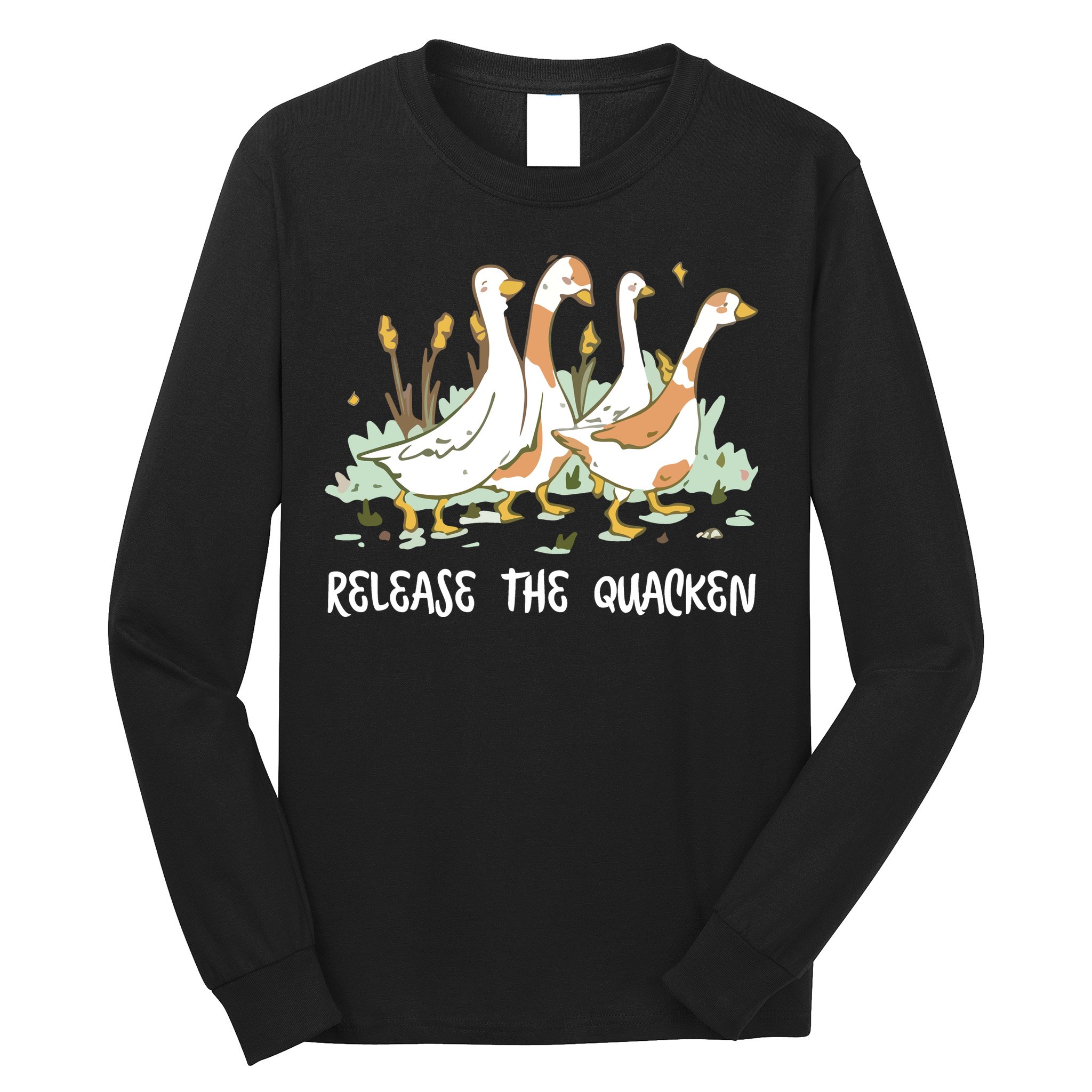 Ducks Release The Quacken Cute Duck Long Sleeve Shirt