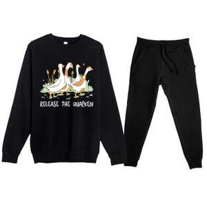 Ducks Release The Quacken Cute Duck Premium Crewneck Sweatsuit Set