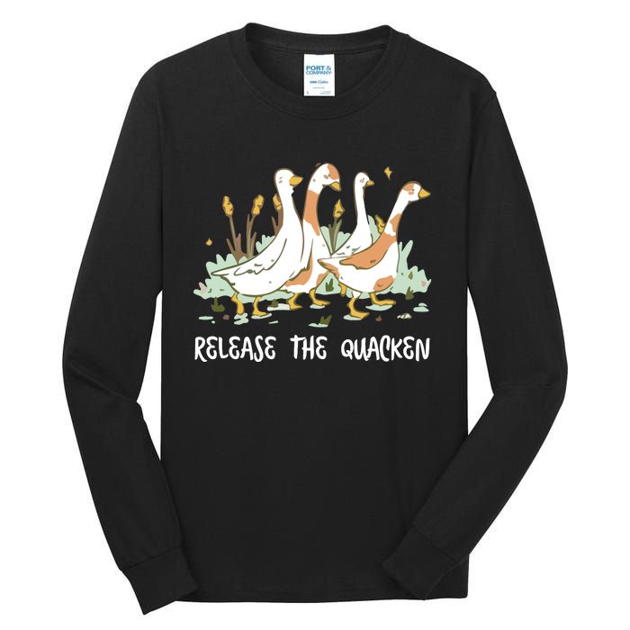 Ducks Release The Quacken Cute Duck Tall Long Sleeve T-Shirt