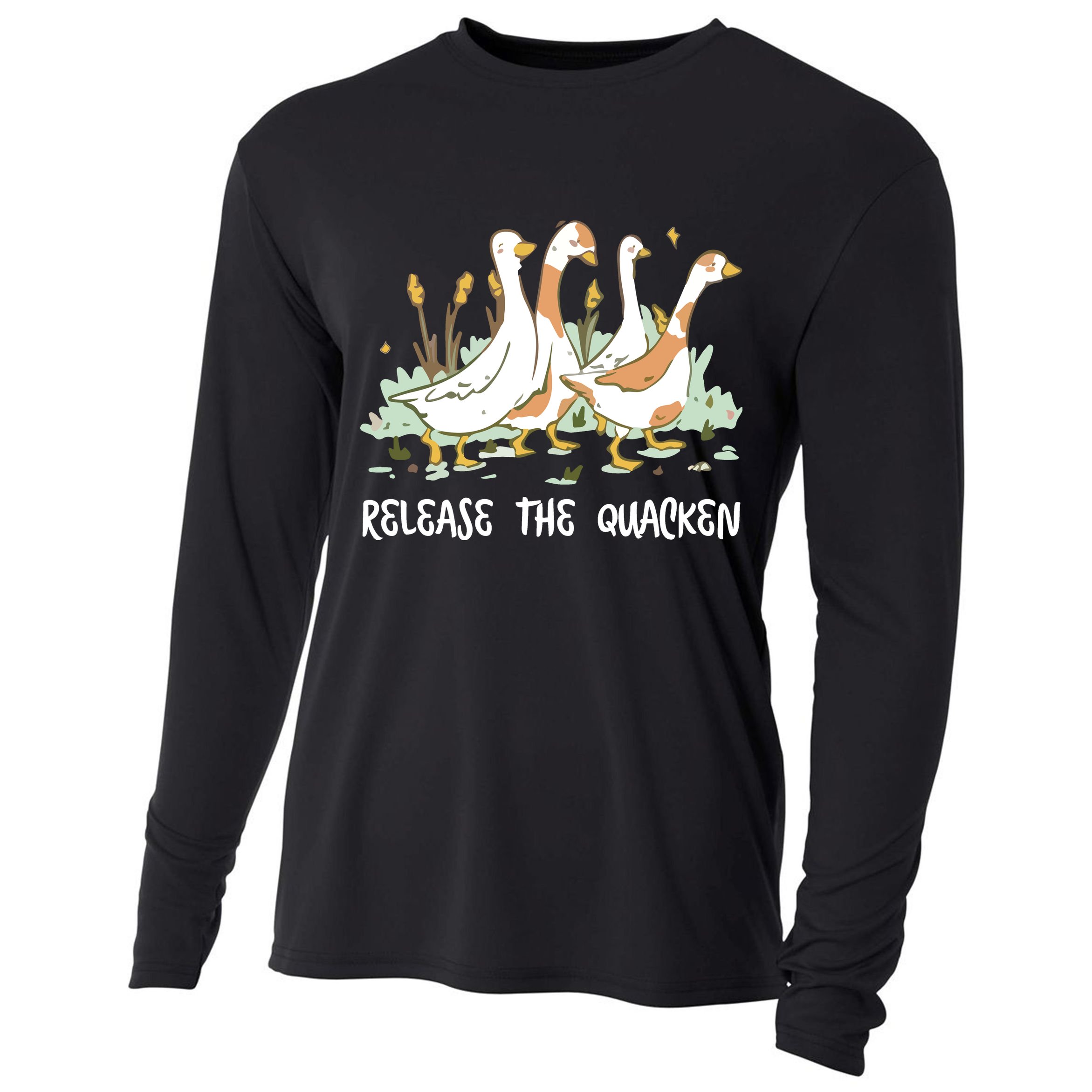 Ducks Release The Quacken Cute Duck Cooling Performance Long Sleeve Crew