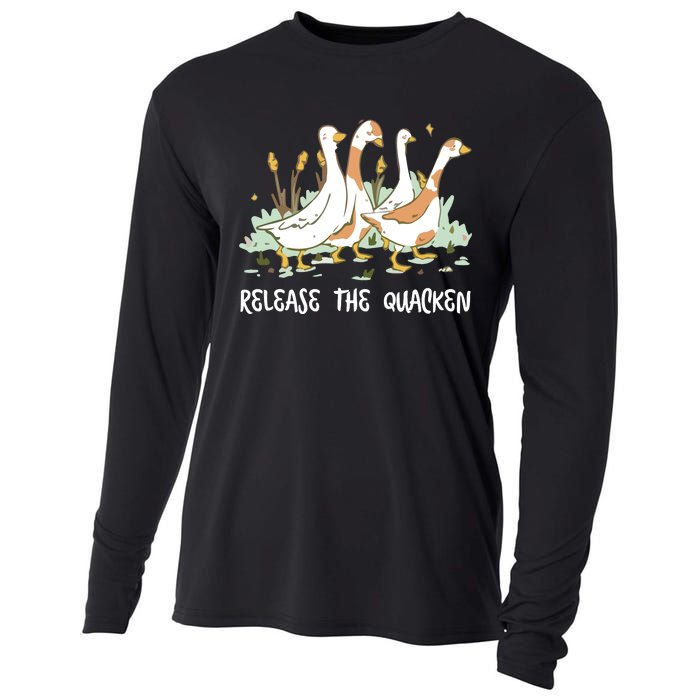 Ducks Release The Quacken Cute Duck Cooling Performance Long Sleeve Crew