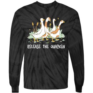 Ducks Release The Quacken Cute Duck Tie-Dye Long Sleeve Shirt