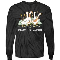 Ducks Release The Quacken Cute Duck Tie-Dye Long Sleeve Shirt