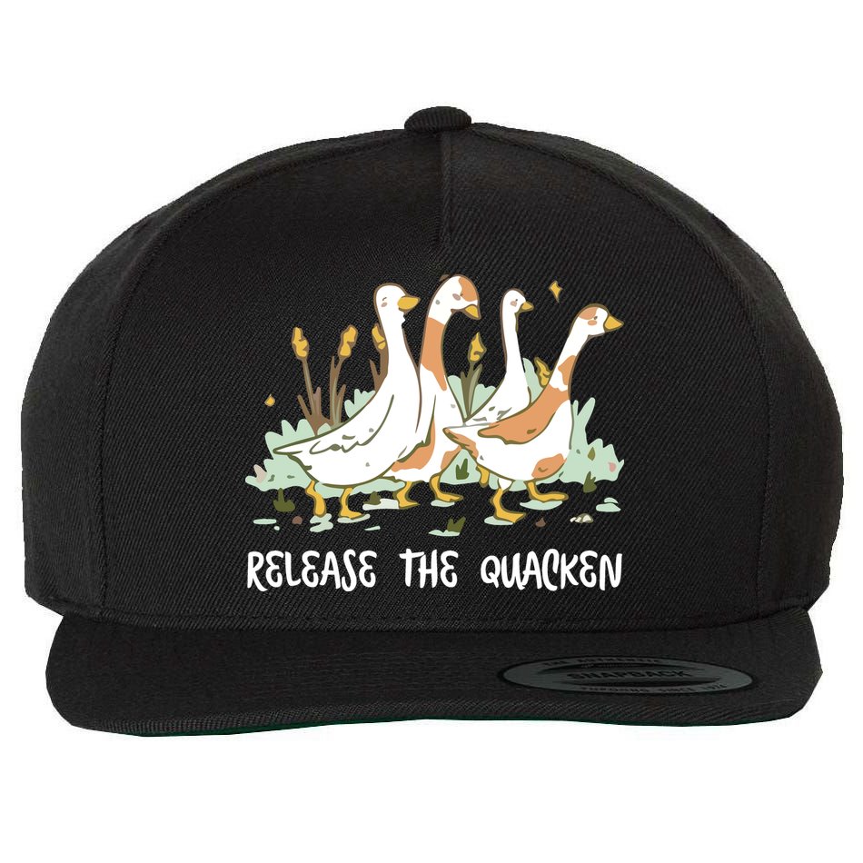 Ducks Release The Quacken Cute Duck Wool Snapback Cap