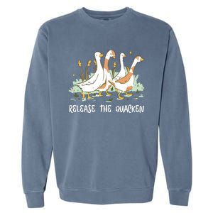 Ducks Release The Quacken Cute Duck Garment-Dyed Sweatshirt