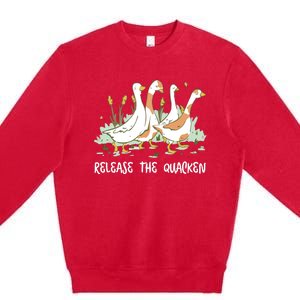 Ducks Release The Quacken Cute Duck Premium Crewneck Sweatshirt