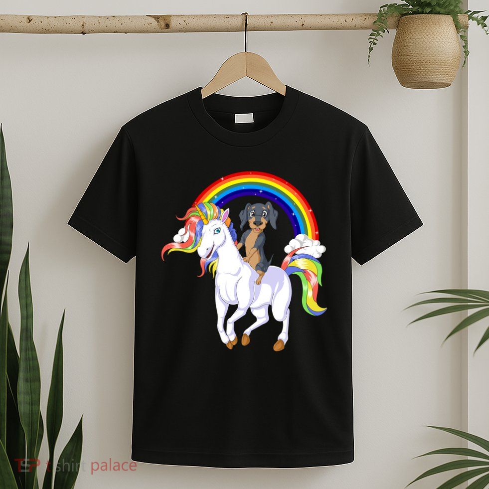 Dachshund Riding Unicorn T-Shirt