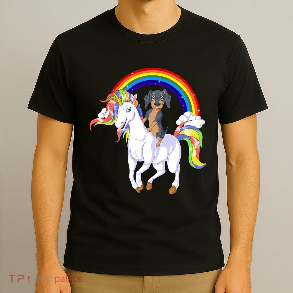 Dachshund Riding Unicorn T-Shirt