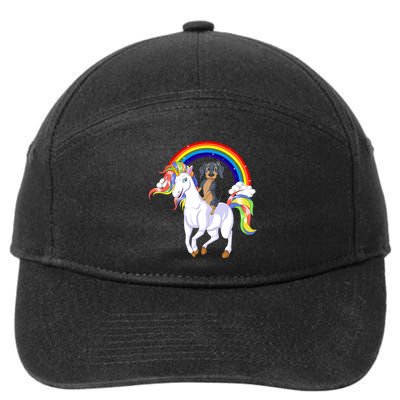 Dachshund Riding Unicorn 7-Panel Snapback Hat