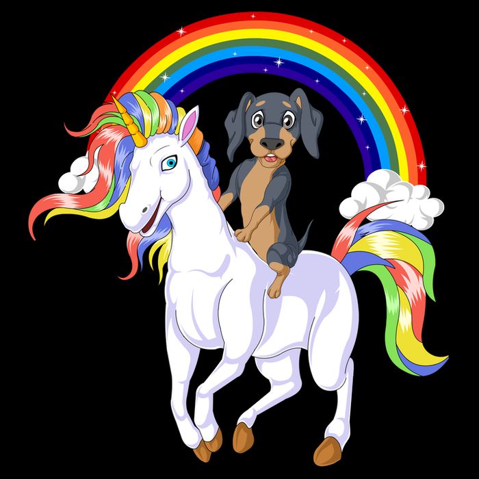 Dachshund Riding Unicorn Drawstring Bag