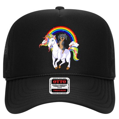 Dachshund Riding Unicorn Trucker Hat