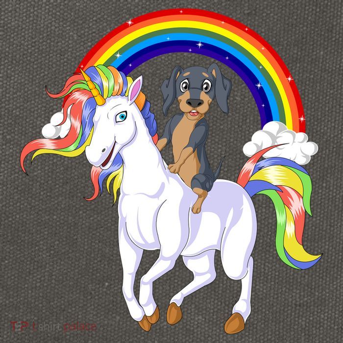 Dachshund Riding Unicorn Cotton Canvas Backpack