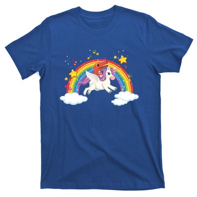 Dinosaur Riding Unicorn Funny Unicorns Rainbow Lover Graphic Cute Gift T-Shirt