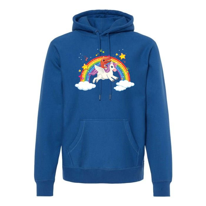 Dinosaur Riding Unicorn Funny Unicorns Rainbow Lover Graphic Cute Gift Premium Hoodie