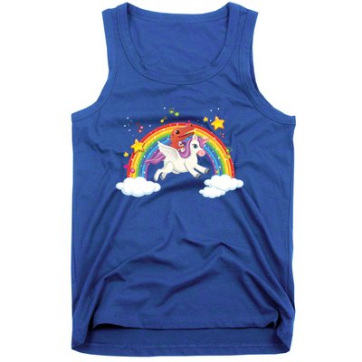 Dinosaur Riding Unicorn Funny Unicorns Rainbow Lover Graphic Cute Gift Tank Top