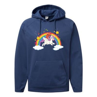 Dinosaur Riding Unicorn Funny Unicorns Rainbow Lover Graphic Cute Gift Performance Fleece Hoodie