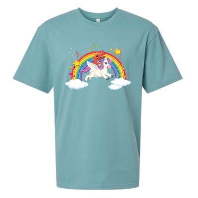 Dinosaur Riding Unicorn Funny Unicorns Rainbow Lover Graphic Cute Gift Sueded Cloud Jersey T-Shirt