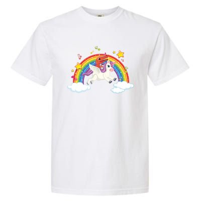 Dinosaur Riding Unicorn Funny Unicorns Rainbow Lover Graphic Cute Gift Garment-Dyed Heavyweight T-Shirt