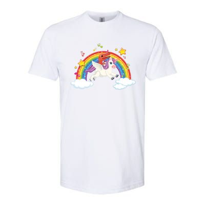 Dinosaur Riding Unicorn Funny Unicorns Rainbow Lover Graphic Cute Gift Softstyle CVC T-Shirt