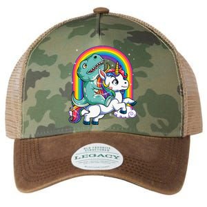 Dinosaur Riding Unicorn Rainbow Gifts T Rex Legacy Tie Dye Trucker Hat