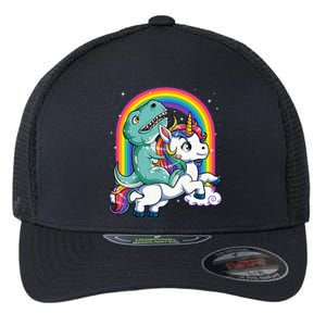 Dinosaur Riding Unicorn Rainbow Gifts T Rex Flexfit Unipanel Trucker Cap