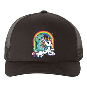 Dinosaur Riding Unicorn Rainbow Gifts T Rex Yupoong Adult 5-Panel Trucker Hat