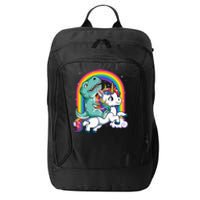 Dinosaur Riding Unicorn Rainbow Gifts T Rex City Backpack