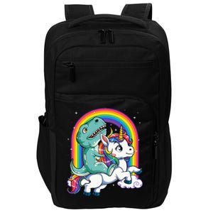 Dinosaur Riding Unicorn Rainbow Gifts T Rex Impact Tech Backpack